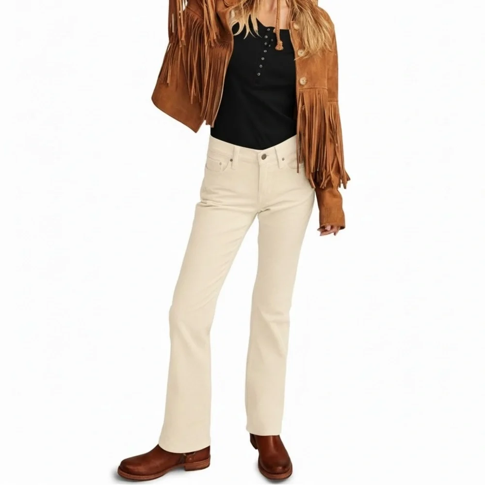 NWT Lucky Brand Mid Rise Corduroy Sweet Boot Pants Cream 8/29 - Picture 3 of 11